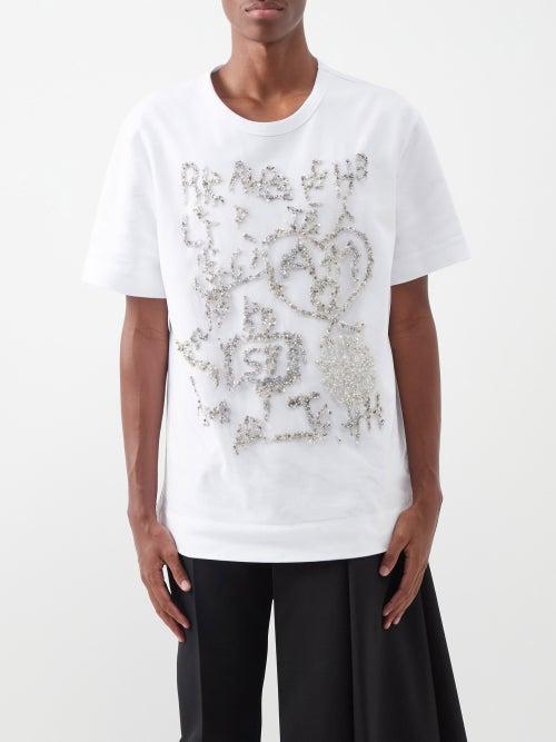 Alexander Mcqueen - Embellished Cotton-jersey T-shirt - Mens - White