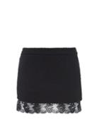 Saint Laurent - Lace-trim Tweed-boucl Mini Skirt - Womens - Black