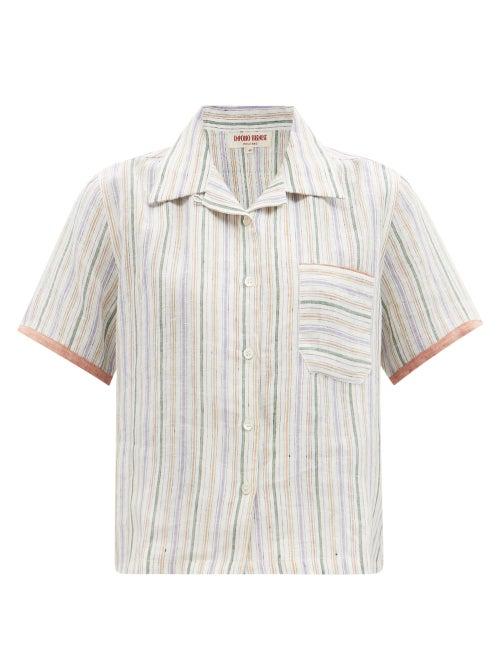 Emporio Sirenuse - Kaia Patch-pocket Striped Linen-khadi Shirt - Womens - Multi