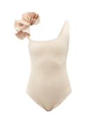 Maygel Coronel - Tasi One-shoulder Ruffled Swimsuit - Womens - Ivory