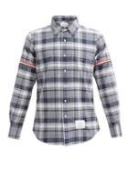 Thom Browne - Tricolour-trim Checked Cotton Shirt - Mens - Navy