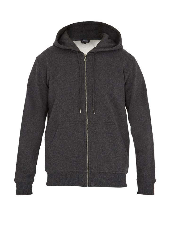 A.p.c. Locker Zip-up Cotton Hooded Sweatshirt