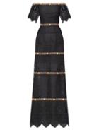 Matchesfashion.com Carolina Herrera - Floral-embroidered Guipure-lace Bardot Dress - Womens - Black Multi