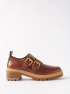See By Chlo - Mallory Buckled Leather Loafers - Womens - Rust Copper