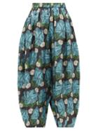 Matchesfashion.com Biyan - Floral-print Silk-twill Trousers - Womens - Blue Multi