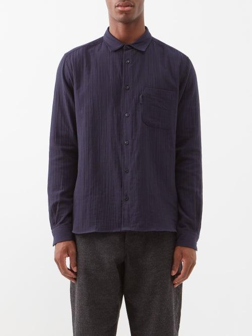 Ymc - Curtis Crinkled Cotton Shirt - Mens - Navy
