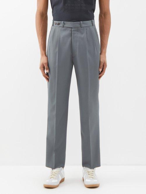 Maison Margiela - Pleated Wool-gabardine Trousers - Mens - Sage