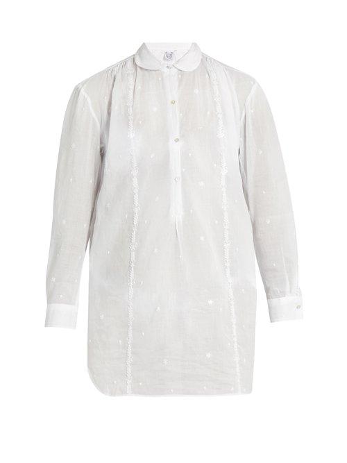 Matchesfashion.com Thierry Colson - Lizzy Floral Embroidered Cotton Dress - Womens - White