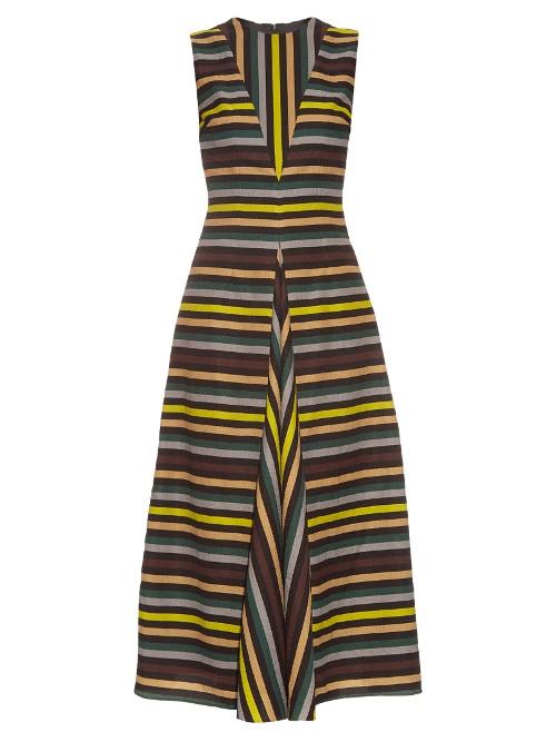 Emilia Wickstead Milly Striped Cloqu Midi Dress