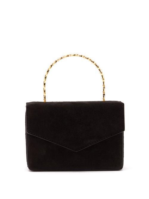 Matchesfashion.com Amina Muaddi - Pernille Crystal-handle Mini Suede Box Bag - Womens - Black