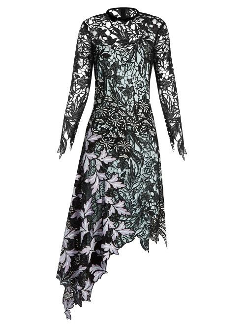 Self-portrait Asymmetric-hem Lace Midi Dress
