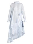 Palmer/harding Asymmetric-hem Striped Cotton Shirt