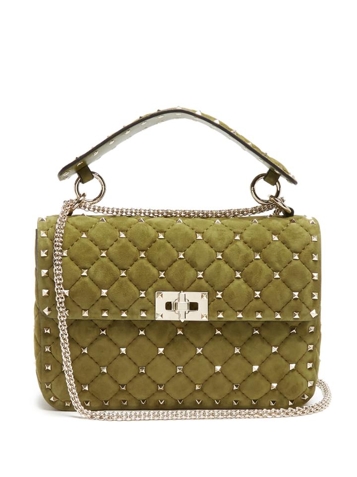 Valentino Rockstud Spike Medium Quilted-suede Shoulder Bag