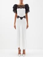 Rodarte - Lace-trim Silk-satin Dress - Womens - White Black