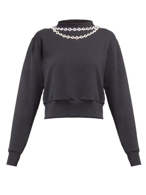 Matchesfashion.com Christopher Kane - Daisy Chain-embellished Top - Womens - Black