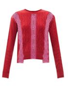 Matchesfashion.com Stella Mccartney - Lace-insert Cable-knit Wool Sweater - Womens - Red Multi