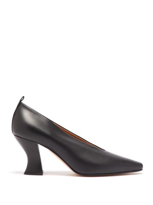 Matchesfashion.com Bottega Veneta - High Cut Spool Heel Leather Pumps - Womens - Black