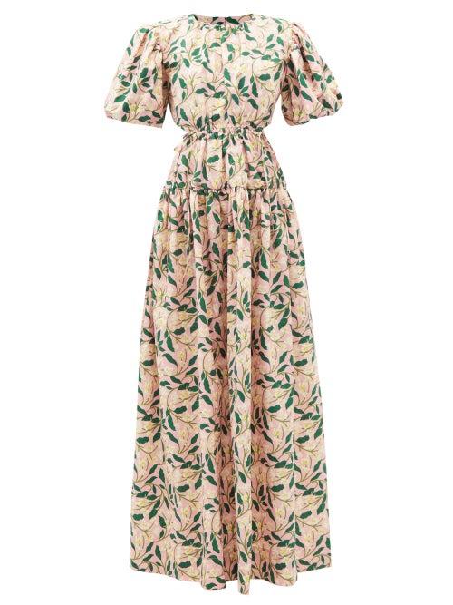 Agua By Agua Bendita - Samba Cutout-back Floral-print Cotton Dress - Womens - Pink Print