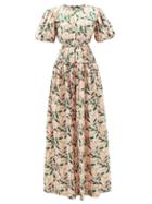 Agua By Agua Bendita - Samba Cutout-back Floral-print Cotton Dress - Womens - Pink Print