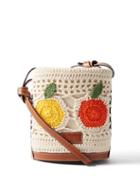 Staud - Anita Fruit-crochet And Leather Bucket Bag - Womens - Beige Multi