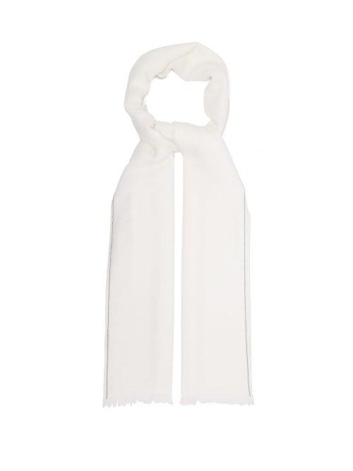 Matchesfashion.com Brunello Cucinelli - Monili Trimmed Cashmere Blend Scarf - Womens - White