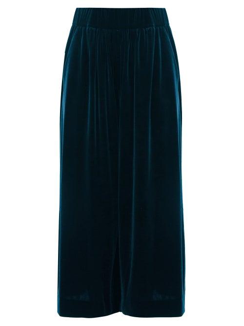 Matchesfashion.com Alexandre Vauthier - Velvet Cropped Wide Leg Trousers - Womens - Blue