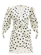 Matchesfashion.com Adriana Degreas - Polka-dot Cotton-blend Mini Wrap Dress - Womens - Cream Print