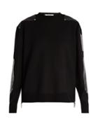 Givenchy Crocodile-effect Leather-panel Wool Sweater