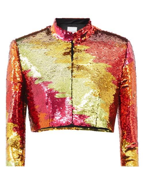 Halpern - Ombr-stripe Sequinned Cropped Jacket - Womens - Multi