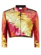 Halpern - Ombr-stripe Sequinned Cropped Jacket - Womens - Multi