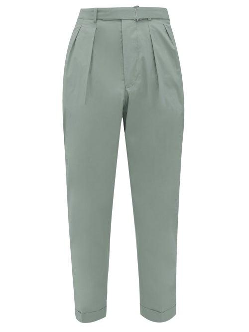 Matchesfashion.com Officine Gnrale - Hugo Belted Cotton-poplin Straight-leg Trousers - Mens - Light Blue