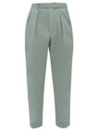 Matchesfashion.com Officine Gnrale - Hugo Belted Cotton-poplin Straight-leg Trousers - Mens - Light Blue