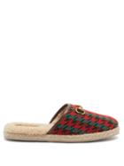 Matchesfashion.com Gucci - Fria Shearling-lined Houndstooth Tweed Slippers - Womens - Red Multi