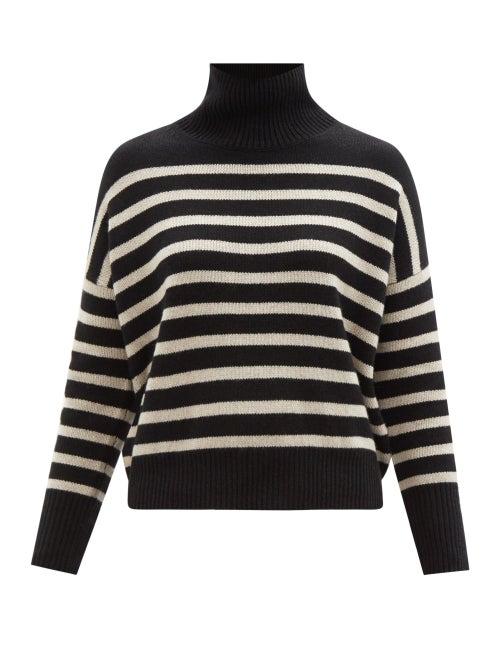 Lisa Yang - Heidi Striped Cashmere Roll-neck Sweater - Womens - Black Stripe