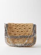 Paco Rabanne - Metal And Raffia Shoulder Bag - Womens - Beige Silver