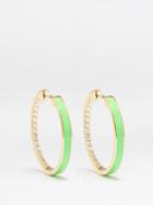 Melissa Kaye - Lenox Diamond, Enamel & 14kt Gold Hoop Earrings - Womens - Green Multi