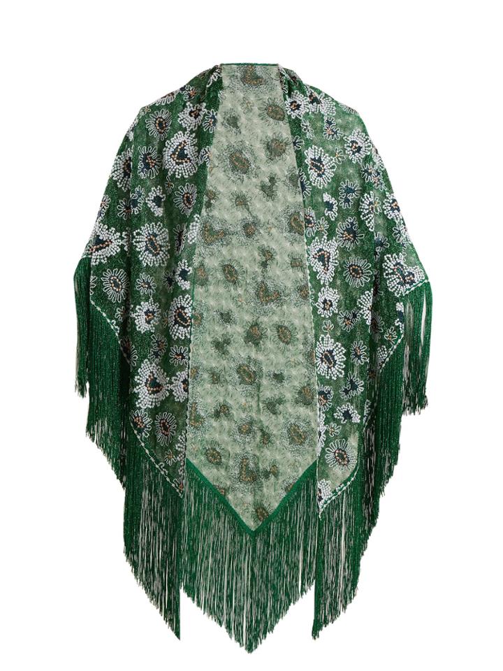 Missoni Floral-embroidered Metallic-knit Poncho