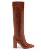 Matchesfashion.com Paris Texas - Point-toe Crocodile-effect Leather Knee Boots - Womens - Brown