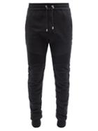 Mens Rtw Balmain - Logo-print Ribbed-panel Jersey Sweatpants - Mens - Black