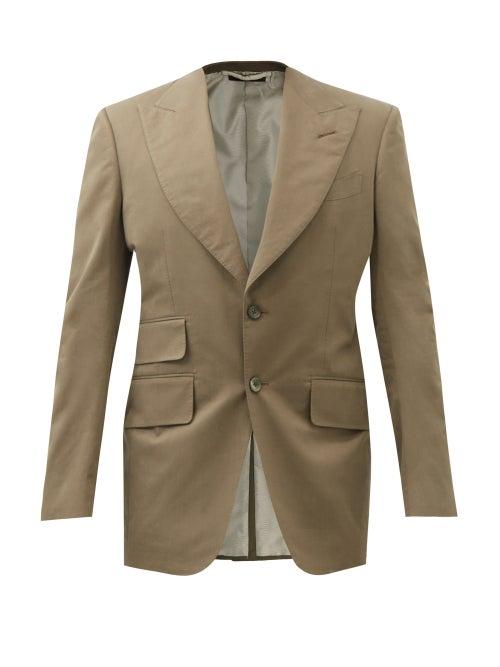 Tom Ford - Atticus Cotton-blend Twill Suit Jacket - Mens - Green