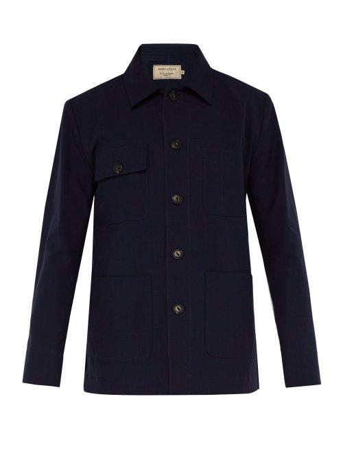 Matchesfashion.com Maison Kitsun - Checked Cotton Jacket - Mens - Navy