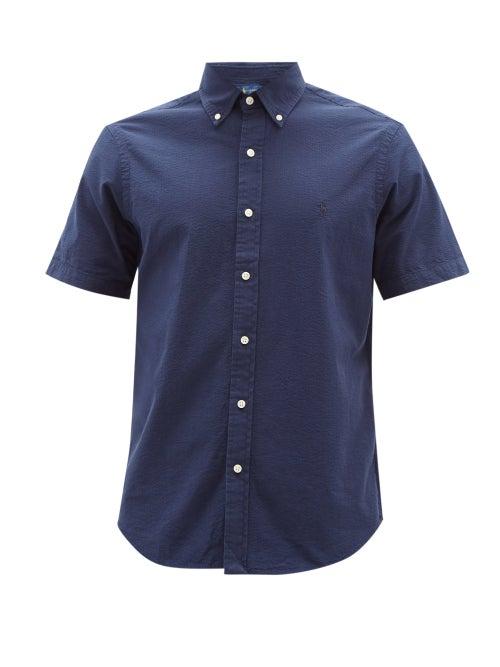 Polo Ralph Lauren - Custom Seersucker Short-sleeved Oxford Shirt - Mens - Navy