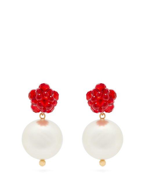 Matchesfashion.com Simone Rocha - Beaded Flower And Faux Pearl Earrings - Womens - Crystal