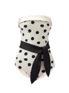 Matchesfashion.com Adriana Degreas - Pois Strapless Polka-dot Swimsuit - Womens - Cream Print