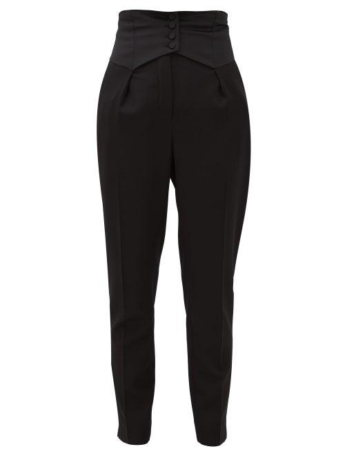 Matchesfashion.com Saint Laurent - High-rise Cummerbund Wool Trousers - Womens - Black