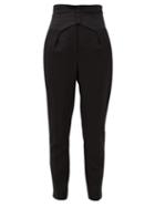 Matchesfashion.com Saint Laurent - High-rise Cummerbund Wool Trousers - Womens - Black