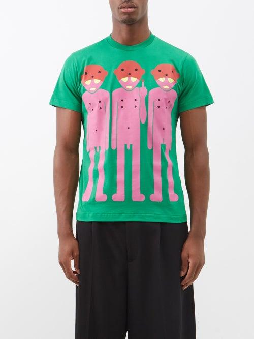 Walter Van Beirendonck - Alien-print Cotton-jersey T-shirt - Mens - Green