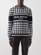 Balmain - Houndstooth-jacquard Merino-blend Sweater - Mens - White Black