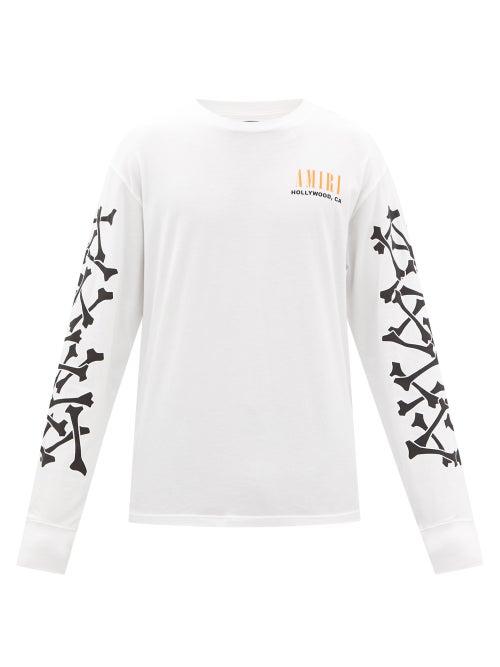 Amiri - Bones-print Cotton-jersey Long-sleeved T-shirt - Mens - White Black