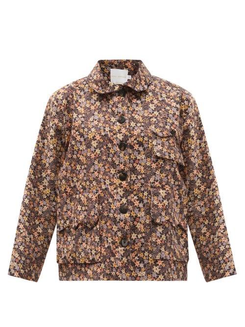 Matchesfashion.com Kika Vargas - Starfish-print Cotton-blend Canvas Jacket - Womens - Black